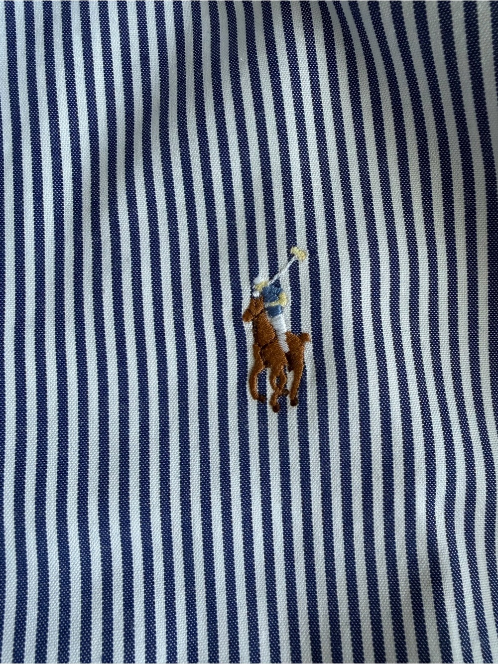 Like New! Ralph Lauren Blue and White Pinstripe Button-Down Shirt - Picture 4 of 8